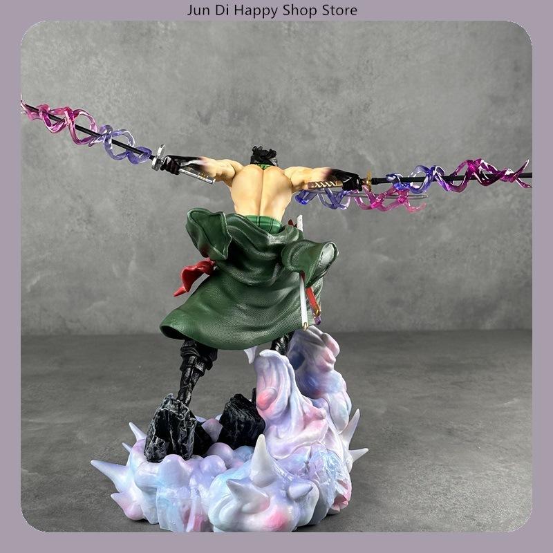 27CM One Piece Roronoa Zoro Dual Swapable Head Three-Sword Style And Anime Model Statue For Birthday Gift