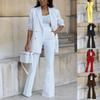 Women's Elegant White Suit Set with Sleeveless Vest and Matching Handbag, Available In Multiple Colors