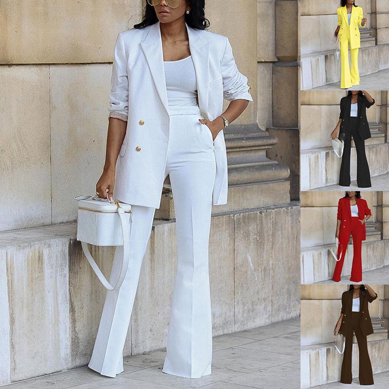 Women's Elegant White Suit Set with Sleeveless Vest and Matching Handbag, Available In Multiple Colors