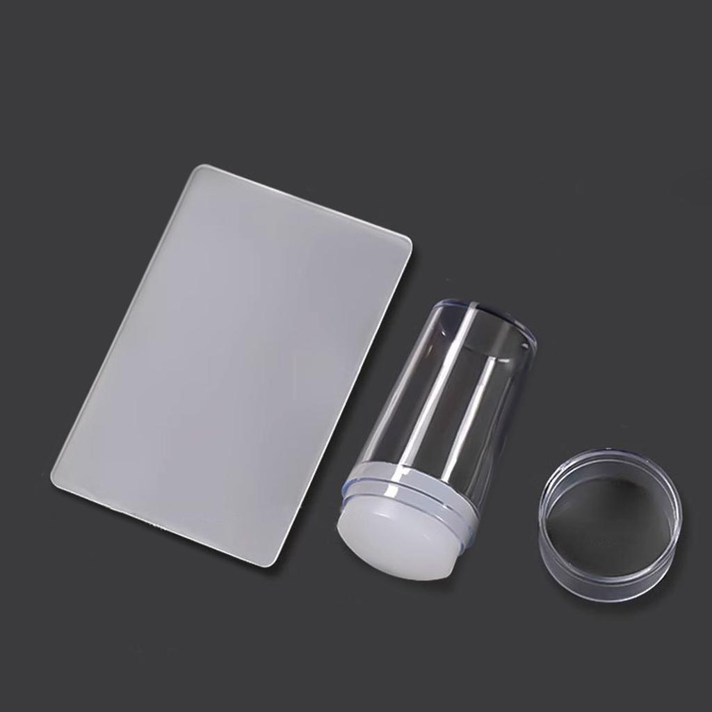 Transparent Nail Stamper with Scraper Silicone Stamp for French Nails Manicuring Kits Nail Art Stamping Tool