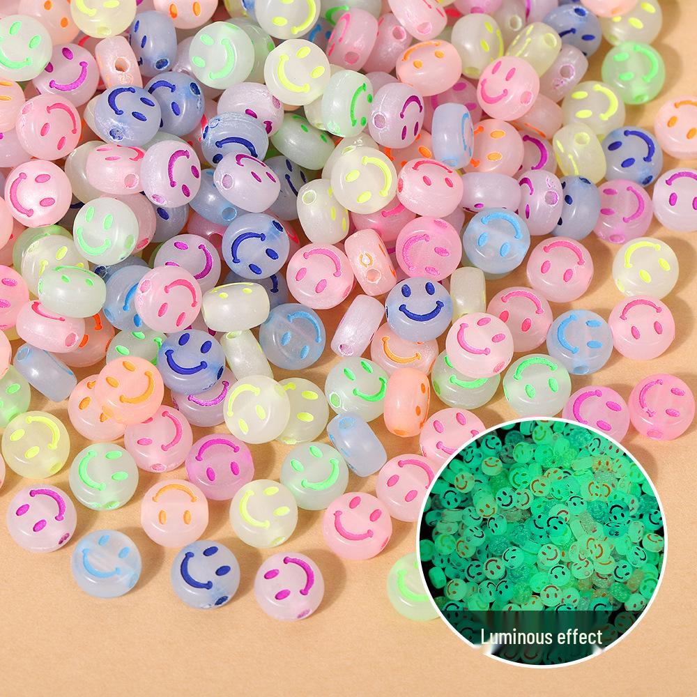 Акриловые бусины «Смайлик» для изготовления украшений своими руками - Круглые, цветные бусины для детских браслетов и ожерелий