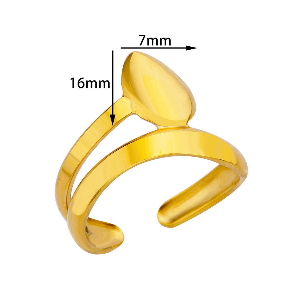 Stainless Steel Heart Geometric Hydraulic Ring for Women