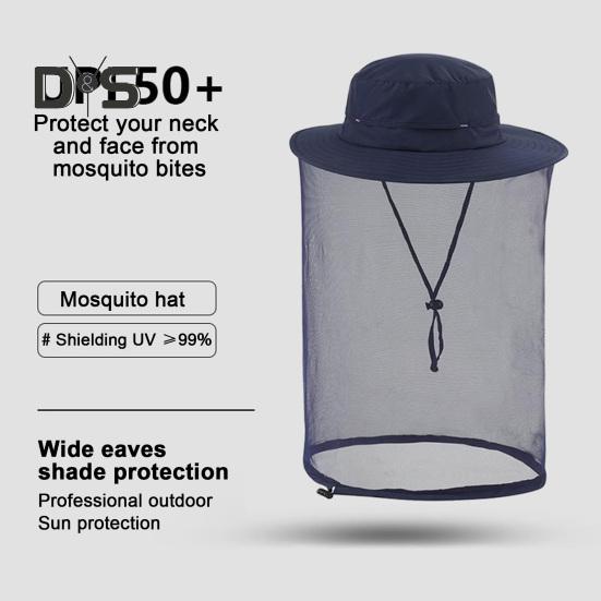 Шляпа с москитной сеткой для мужчин и женщин с широкими полями, защита от солнца, панама с вуалью, защита от насекомых для рыбалки, пешего туризма