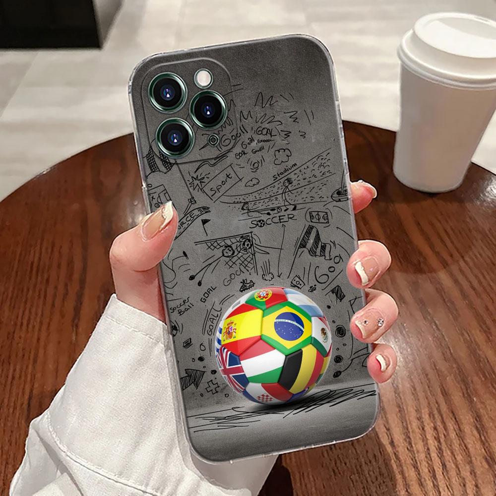 Fire Football Case For Apple iPhone 17 16 15 14 13 12 11 Pro Max 16 Plus 16E 17Air 17Pro Phone Cover Soccer Ball Silicone Funda