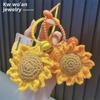 Handmade Crochet Sunflower Keychain - Wool Knit Bag Charm & Small Gift