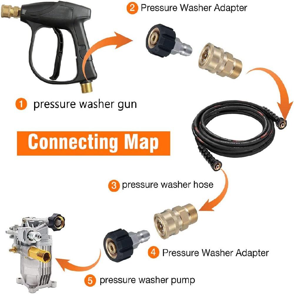 Адаптеры M22 14мм на 3/8'' Быстрое соединение Головка для преобразования водяного пистолета высокого давления