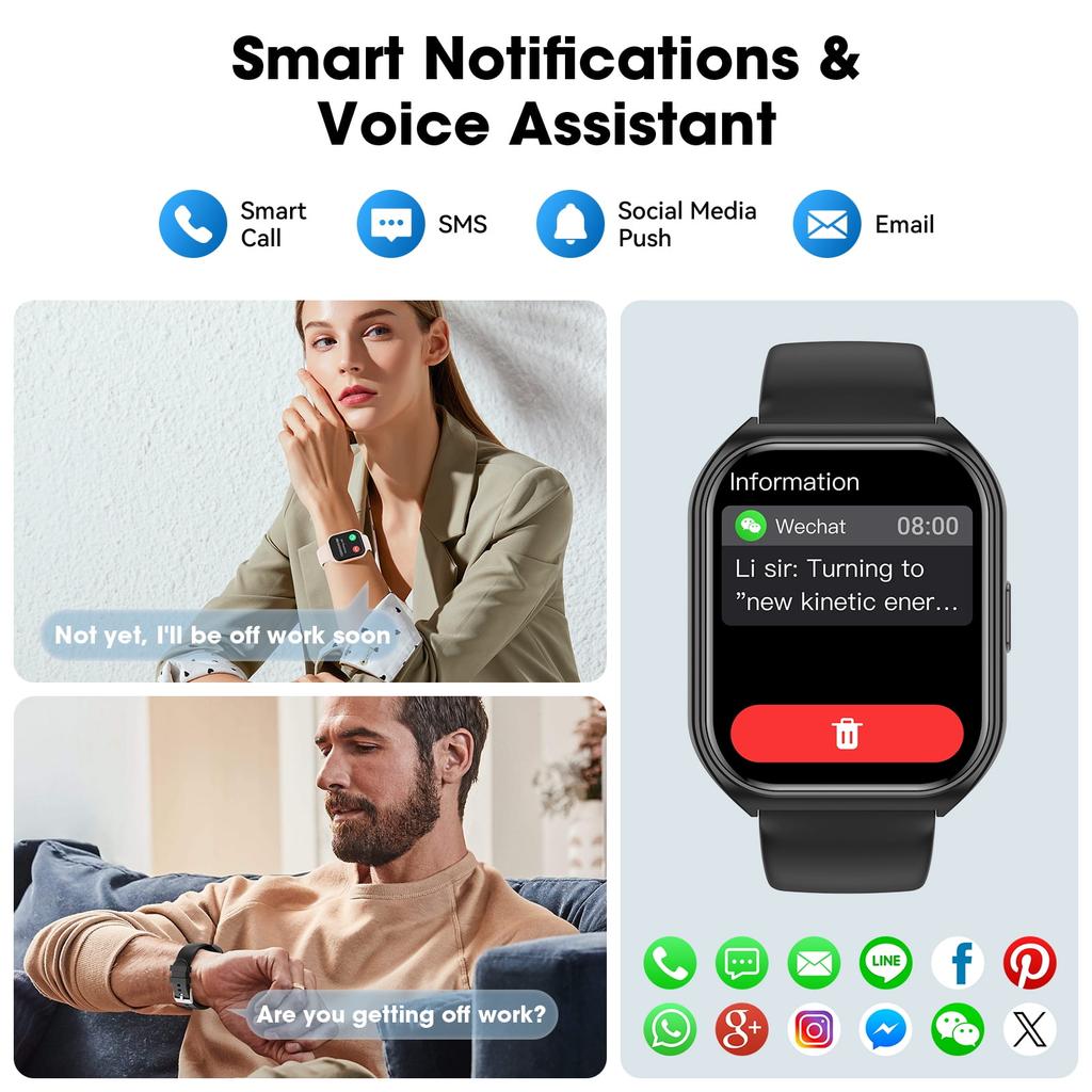 2025 New 1.85-inch Men Women's Smartwatch with Answer/100 Sports Modes/Message Reminder, IP67 Waterproof Fitness Tracker for Android Iphone Devices