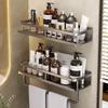 Gunmetal Gray Punch-Free Wall-Mounted Bathroom Shelf for Cosmetics