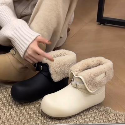 Женские мягкие эластичные шлепанцы-трансформеры с толстой подошвой, зимние меховые, теплые, с холодной подкладкой, нескользящие, износостойкие, повседневные спортивные хлопковые ботинки