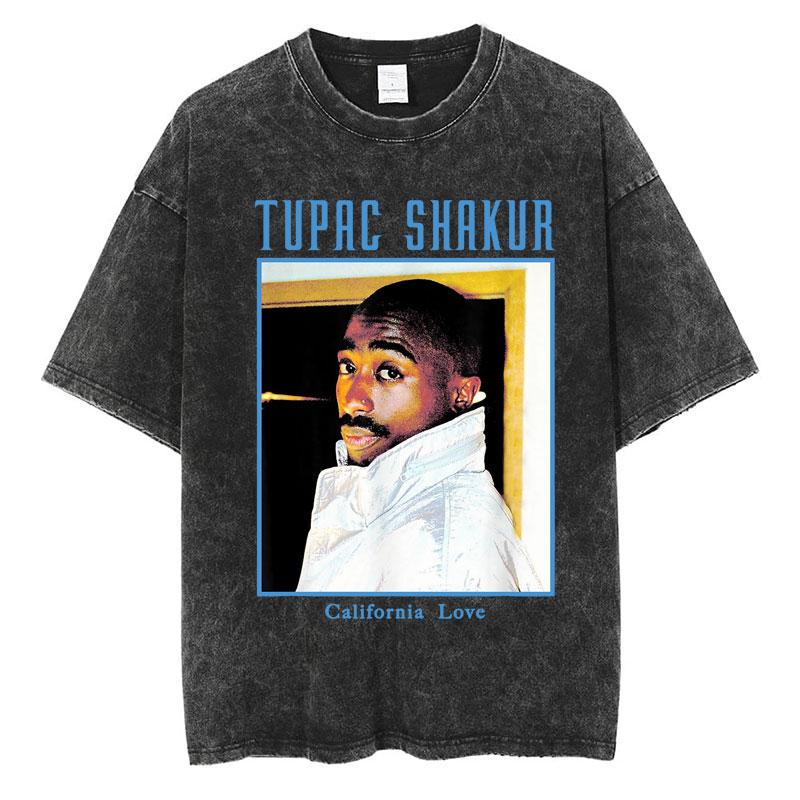 Футболка мужская Tupac 2pac All Eyez on Me Cross Винтажная стираная Хип-хоп Мода Ретро Футболка Мужская Повседневная Оверсайз Футболки