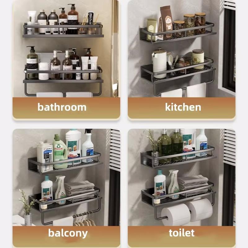Wall Mounted Spice Rack Aluminum Hanging Spice Jar Holder for Kitchen Storage Rack Kitchen Wall Shelf Seasoning Spice Organizer