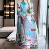 Морщинистое платье весенне-осеннего сезона, новое платье с принтом, свободное и модное тонкое длинное платье