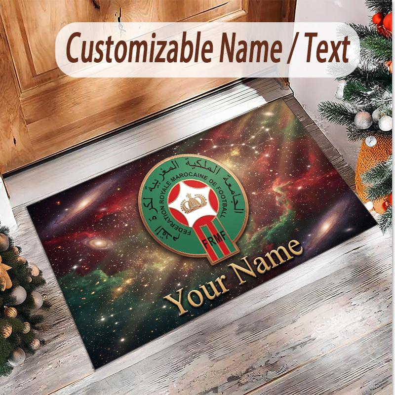 Personalized Crystal Velvet Carpet Morocco Football Pattern Non Slip Floor Rug