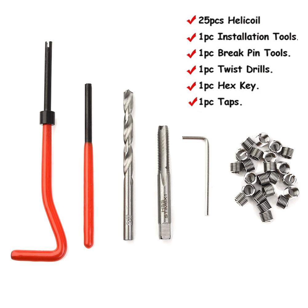 M6 Thread Repairing Set 30 Pieces with Wrench Inserts Tap and Drill Bit