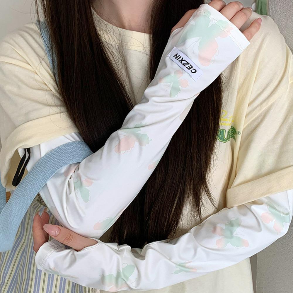 Бабочка Солнцезащитный рукав Защита от солнца Лето Длинные перчатки Простые рукава Ice Silk Лето