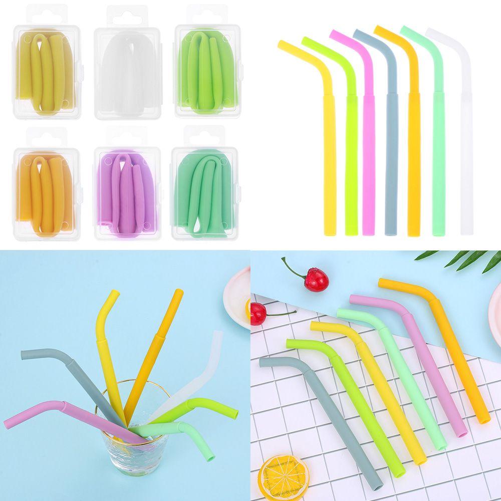 Reusable Drinkware Barware Cleaning Brush Silicone Straws Bar Accessories Foldable Drinking Straw
