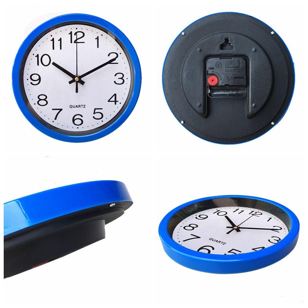 1 PC Round Bedroom Kitchen Silent Wall Clock Quartz Bell Sweep Second Movement