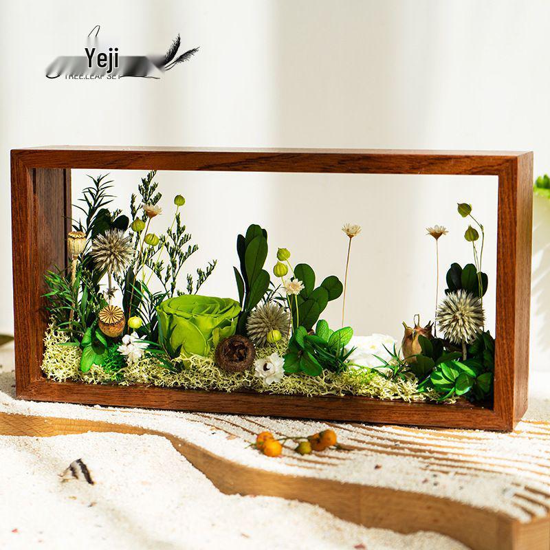 Eternal Flower Solid Wood Frame DIY Kit: Handmade Dried Flower Ornament for Team Building & Gifting