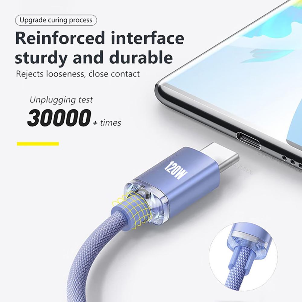 Кабель USB C — Type C 120 Вт 6 А PD Сверхбыстрая зарядка Кабель для передачи данных для iPhone 15 Pro Max Samsung S24 S23 Xiaomi Redmi Зарядный кабель