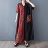 Dimanaf 2025 Plus Size Summer Women New Long Dress Vintage Basic Pocket Oversized Casual Printing Loose Dress