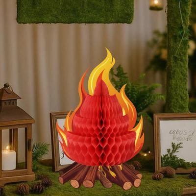 Декорация 'Фальшивый костер' 3D бумажный сотовый centerpiece 'Костер' Искусственное пламя Складной сотовый орнамент для походной девичьей вечеринки