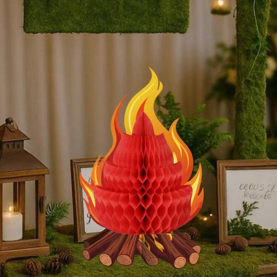 Декорация 'Фальшивый костер' 3D бумажный сотовый centerpiece 'Костер' Искусственное пламя Складной сотовый орнамент для походной девичьей вечеринки