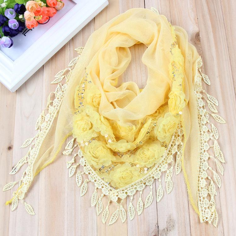 Дамская шаль, осенние и зимние шарфы, треугольные шарфы, вышитые кисточки, теплые шарфы, шелковые шарфы и платки для головы