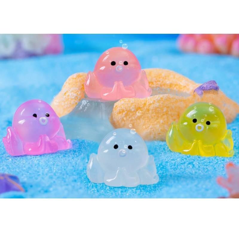 Красочное светящееся мини-украшение в виде осьминога из смолы для аквариума и террариумов