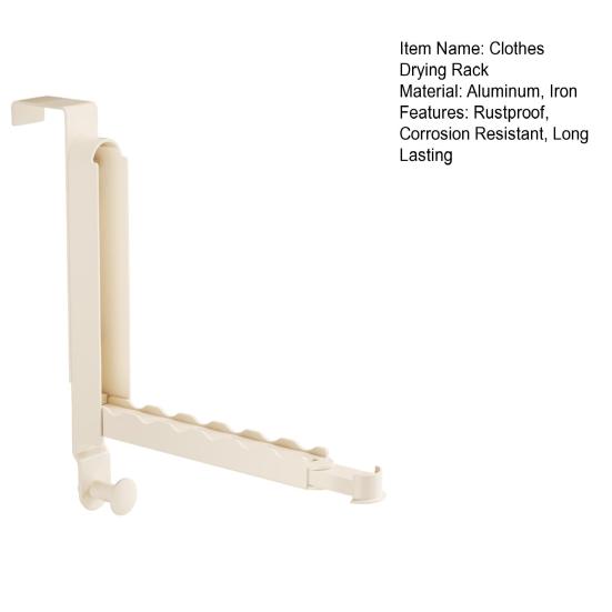 Folding Clothes Drying Rack Rustproof Corrosion Resistant Strong Load-bearing Easy To Install Laundry Hanging Hook Coat Rack with 6 Groves