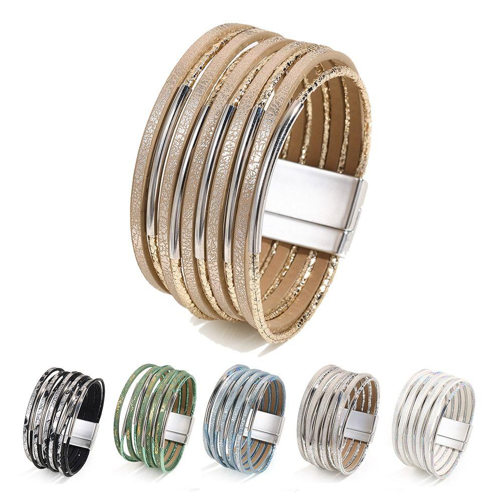 Punk Chunky Bracelet Metal Tube Decoration Multilayer Bracelet Fashion Jewelry