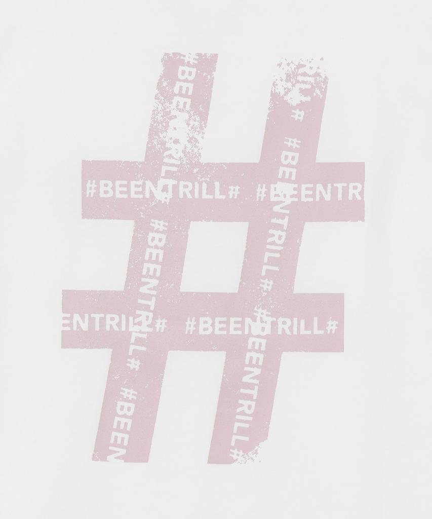 Женская винтажная футболка BEENTRILL с хэштегом, короткий рукав (Белый с оттенком)