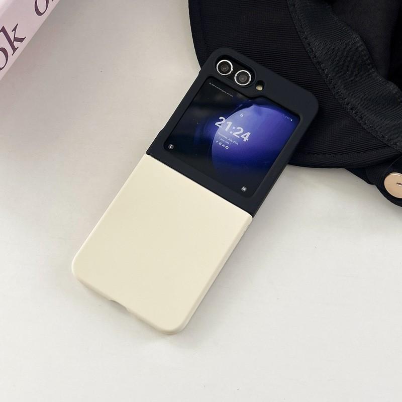 Матовый кейс в корейском стиле из поликарбоната с дизайном Color-Block для Galaxy Z Flip 6 5 4 3 Магнитная защелка на задней крышке