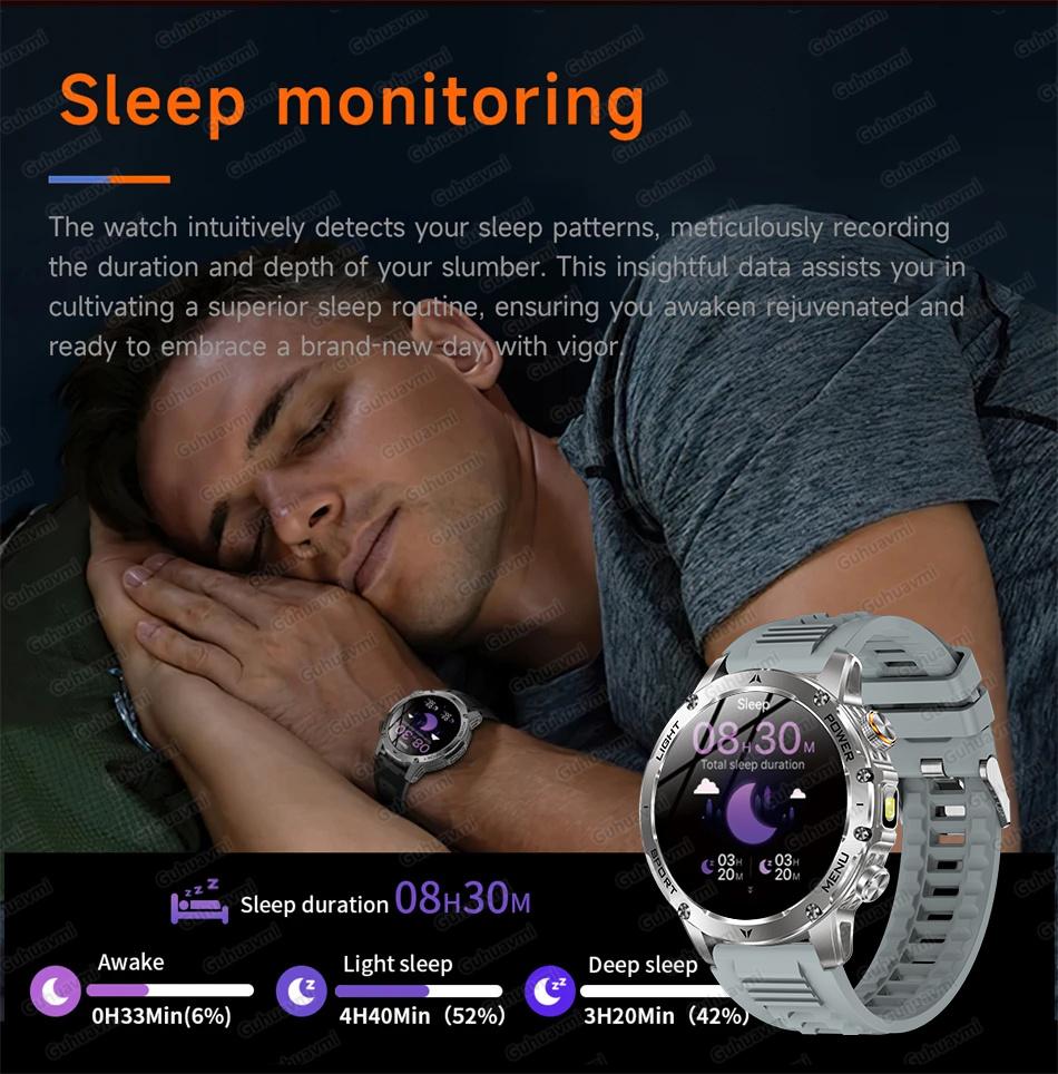 AK87 Men 1000mAh Battery Smart Watch 1.7-inch Large Screen GPS Track Heart Rate 3ATM Waterproof Wireless Call Sports Smartwatch