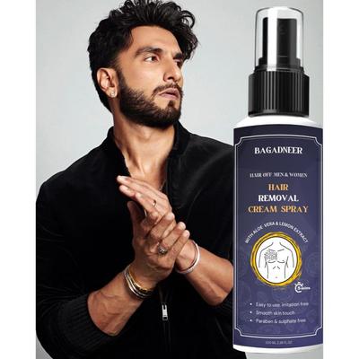Крем-спрей для удаления волос для мужчин | Безболезненный спрей для удаления волос на теле для груди, спины, ног и подмышек (100 мл (Пакет из 1), Алоэ Вера)