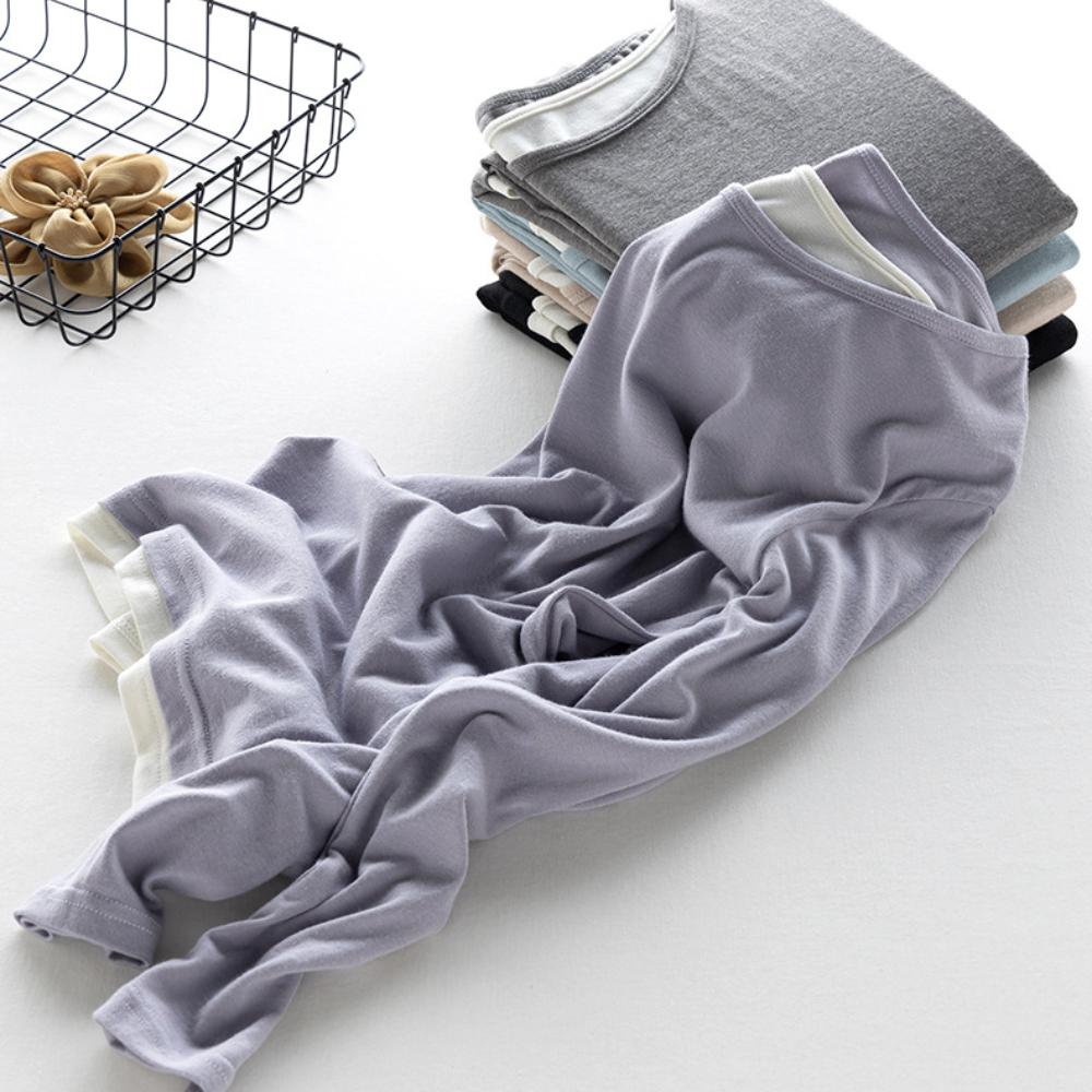 Long Sleeve Female Cold Basic Warm Shirt Fake Two Piece Bottoming Shirt Casual Clothes Round Neck Knit Shirt Tops Women Loose Solid Color Thin V-neck