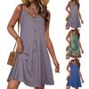 Summer Dresses for Women Spaghetti Strap Button Down Casual Sundress Beach Cover Up Dress with Pockets