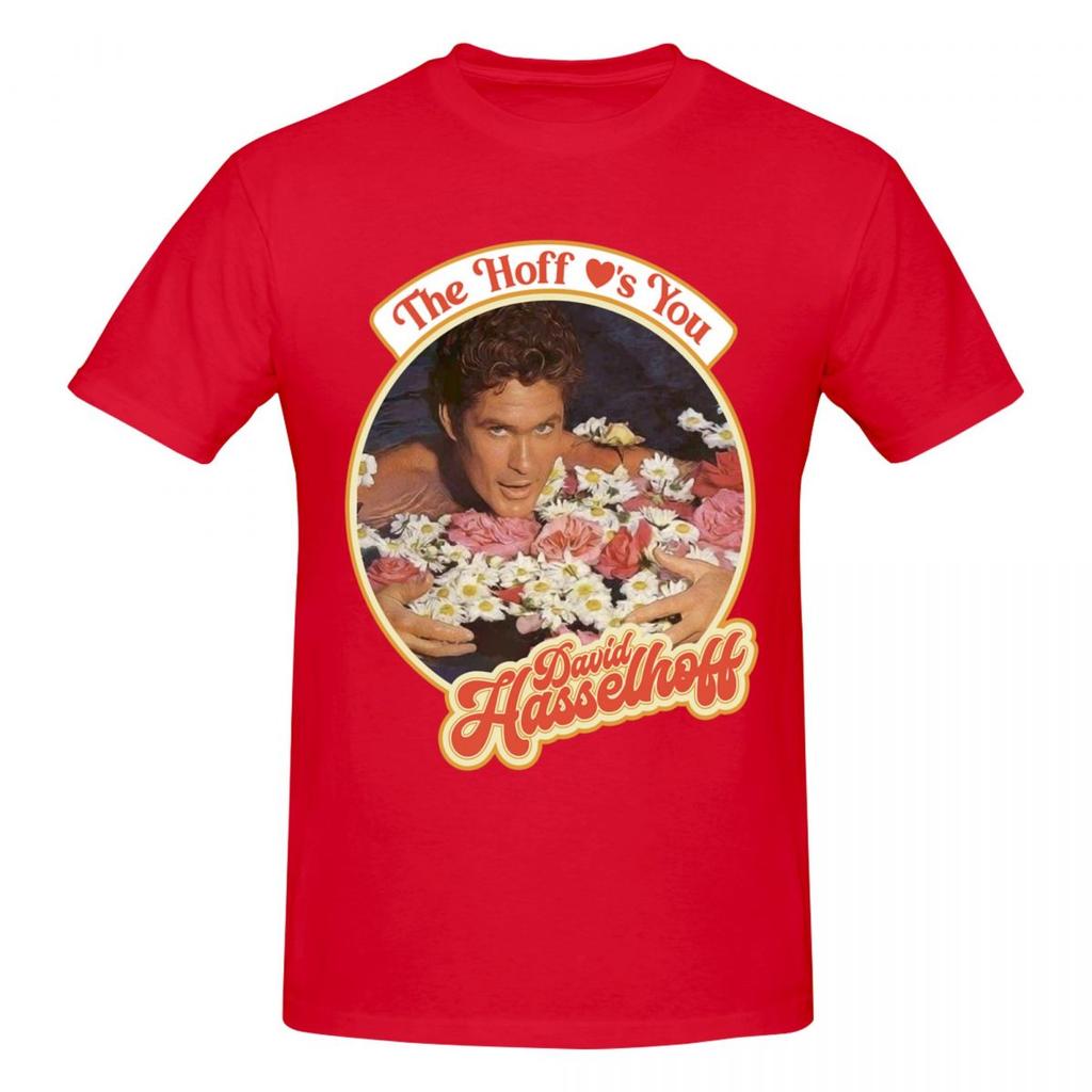 Unisex The Hoff Loves You David Hasselhoff T Shirt Vintage Oversized Cotton Crewneck Custom Sleeve Unisex Tshirt