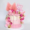 29pcs Bohemian Pink Plug Happy Birthday Cake Decoration Plug-in Ornament Party Dessert Counter