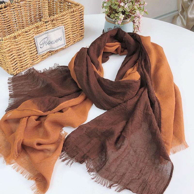 Silk Scarf Women'S Mulberry Silk Solid Color Versatile Summer Scarf Thin Sunscreen Outer Shawl Yarn Brown