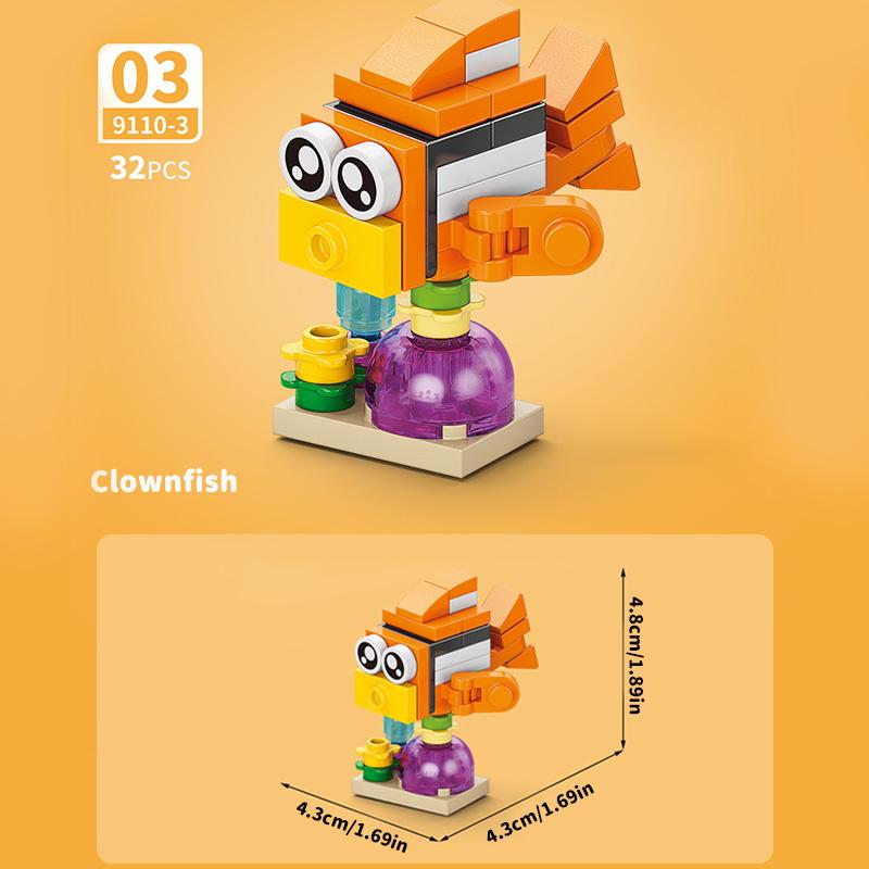 Micro Particle Building Blocks Cartoon Dolls Animal World Marine Animals Land Animals Children's Puzzle Assembly Toys