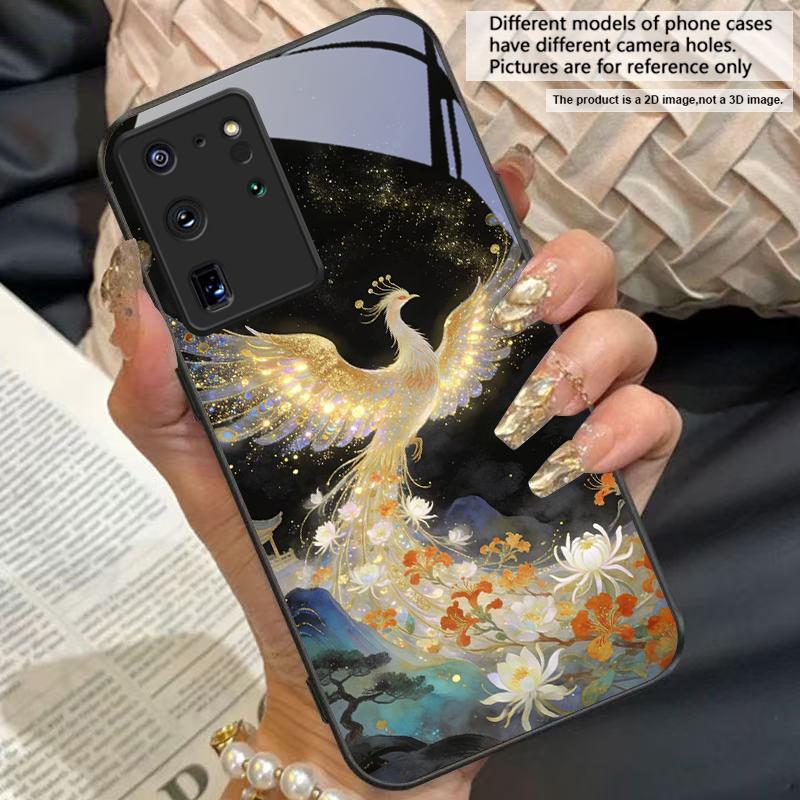 Потрясающая картинка Феникса для Samsung Galaxy S25+ S24+ S26 Ultra S25 Edge S24 FE S23 S22 S21 S20 Plus Черный Стеклянный Чехол для Телефона