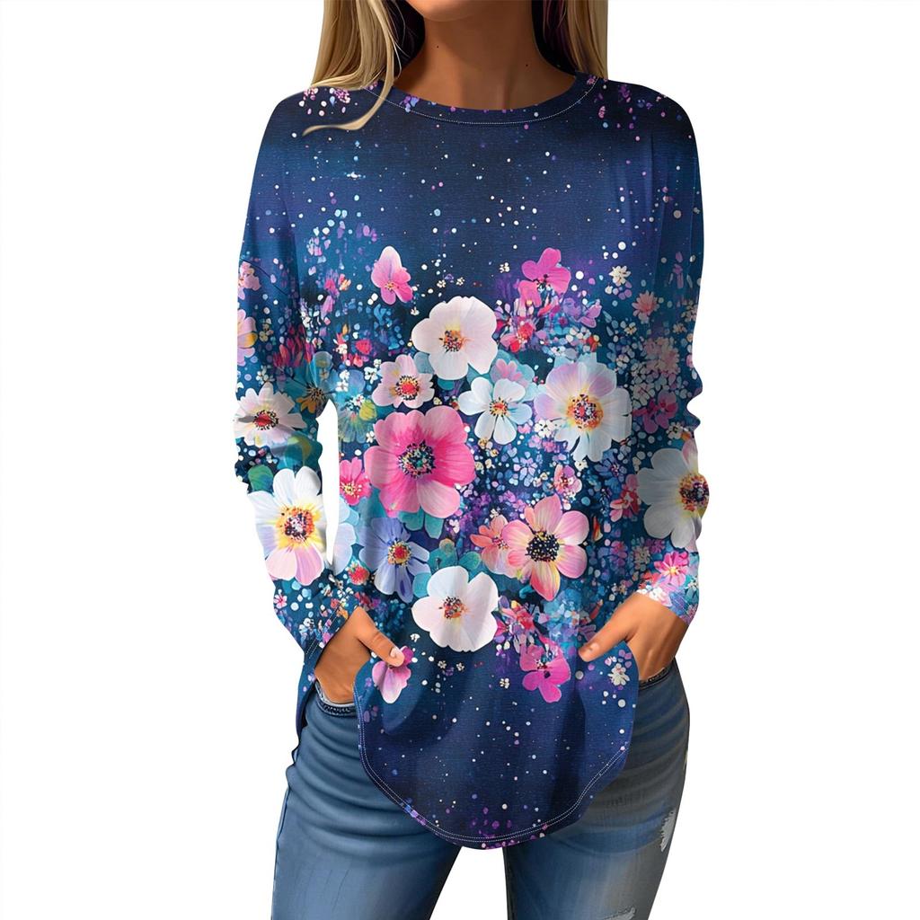 Футболки для женщин, осенние повседневные рубашки с длинным рукавом, толстовка, винтажный топ с графическим принтом, пуловер