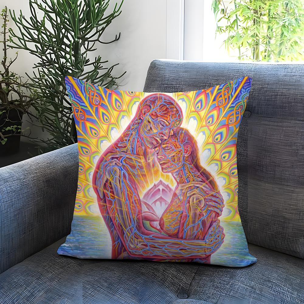 A-Alex GreyS Art Cushion Cover Comfortable Reversible Pillow Cover Ideal for Car Sofa Bedroom & Beyond