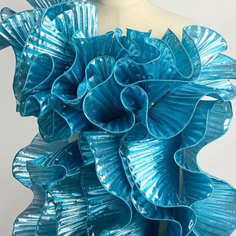 2 ярда/182 см металлическая глянцевая плиссированная волнистая кружевная лента с рюшами и 3D плиссированным краем с рюшами