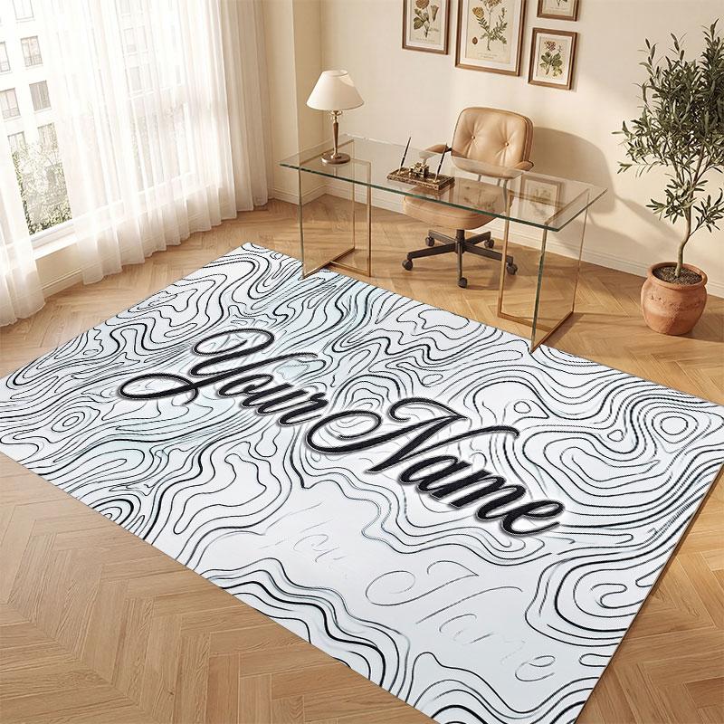 Decorative Artwork Theme Crystal Velvet Floor Rug Personalized Custom Name Text Warm Carpet Home Decoration