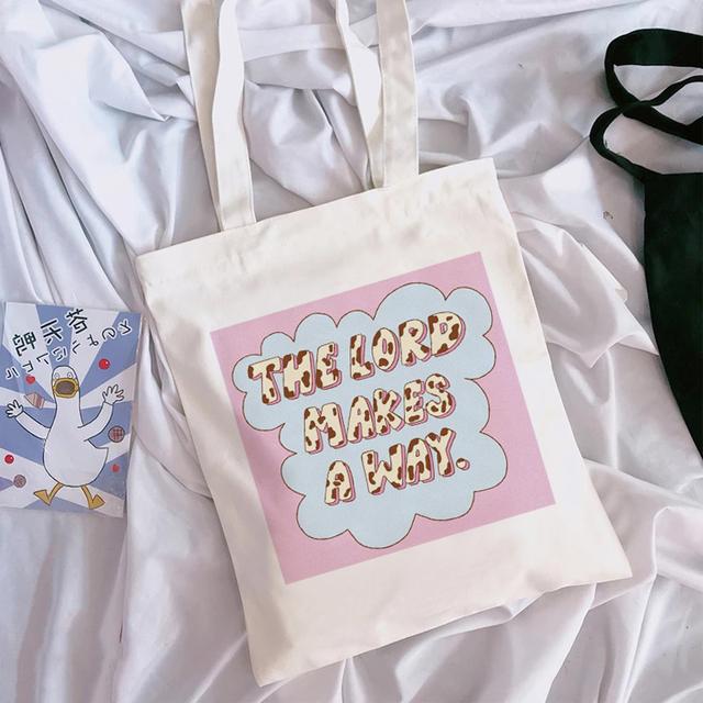 Женская сумка для покупок на одно плечо с принтом букв Kawaii Bag Harajuku Холщовая сумка для покупок для девочек Белая большая вместительная сумка