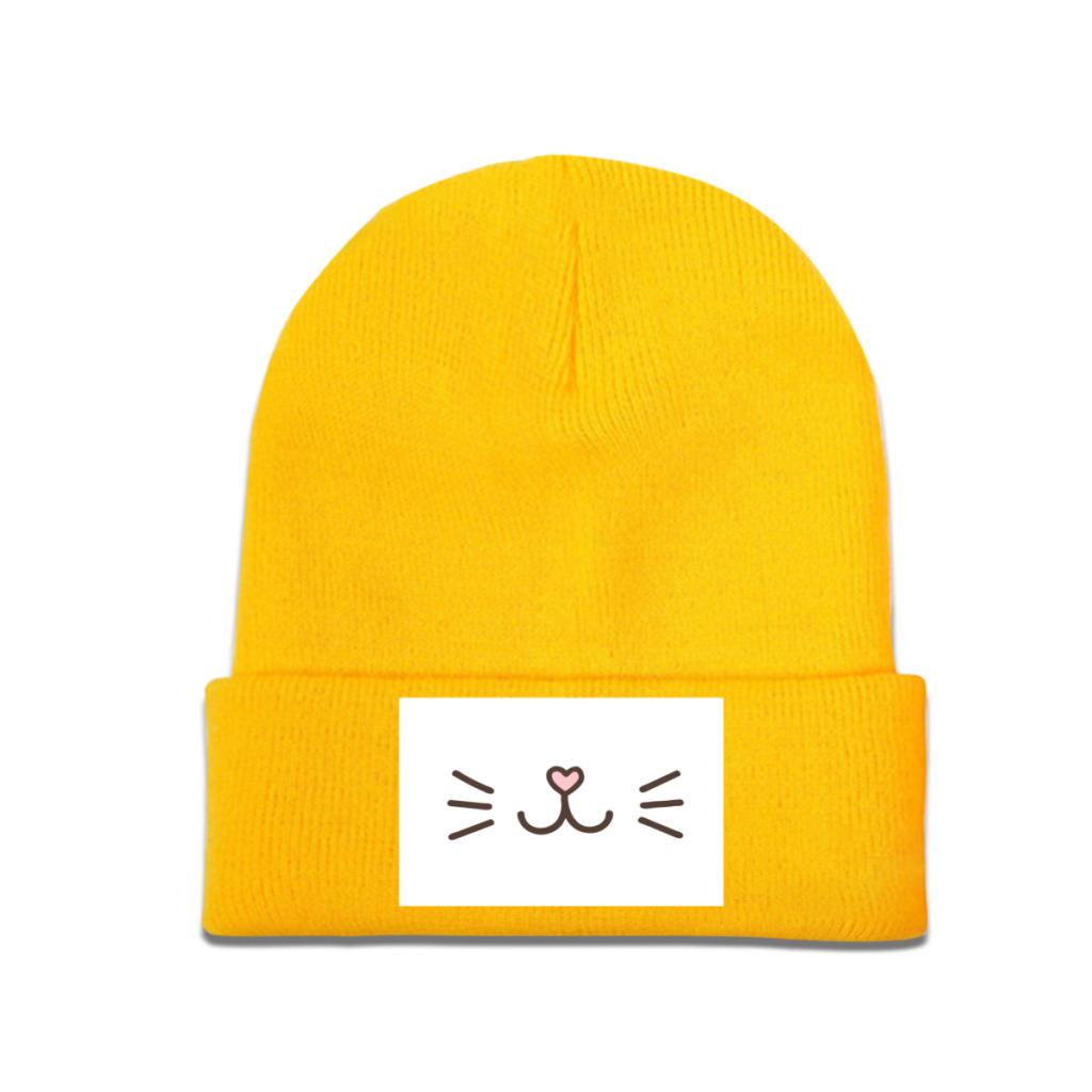 Вязаные шапки с милым кошачьим лицом, женские шапки унисекс Skullies, зимняя шапка из полиэстера, кепки в стиле кошачьего котенка в стиле хип-хоп