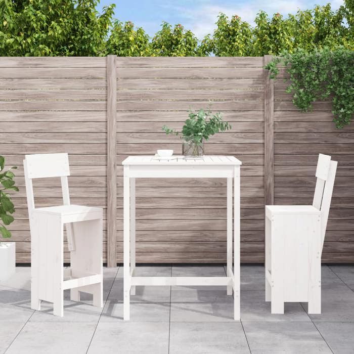 VidaXL 3-piece Garden Bar Set White Solid Pine Wood, Pub Set, Patio Bar Set, Set of 3157794