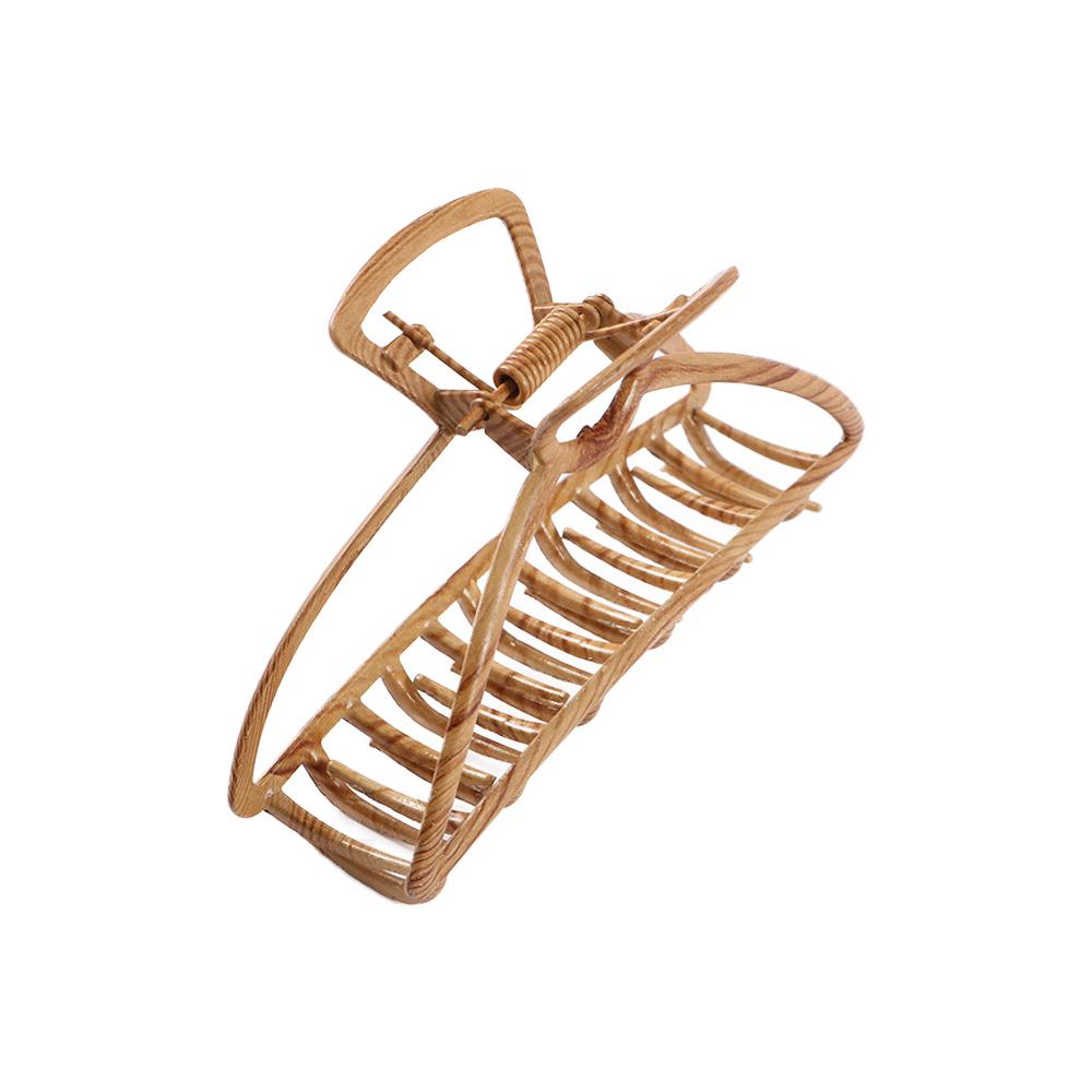 Metal Hollowed Fashion Design Wood Color Wood Grain Hair Claws Shark Grab Clip Women Hair Accessories Korean Style Hair Claw
