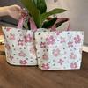 Fashion Square Shopping Bag Plastic Stylish Handbag Large Capacity Women Tote Bag Flower Pattern Shoulder Bag